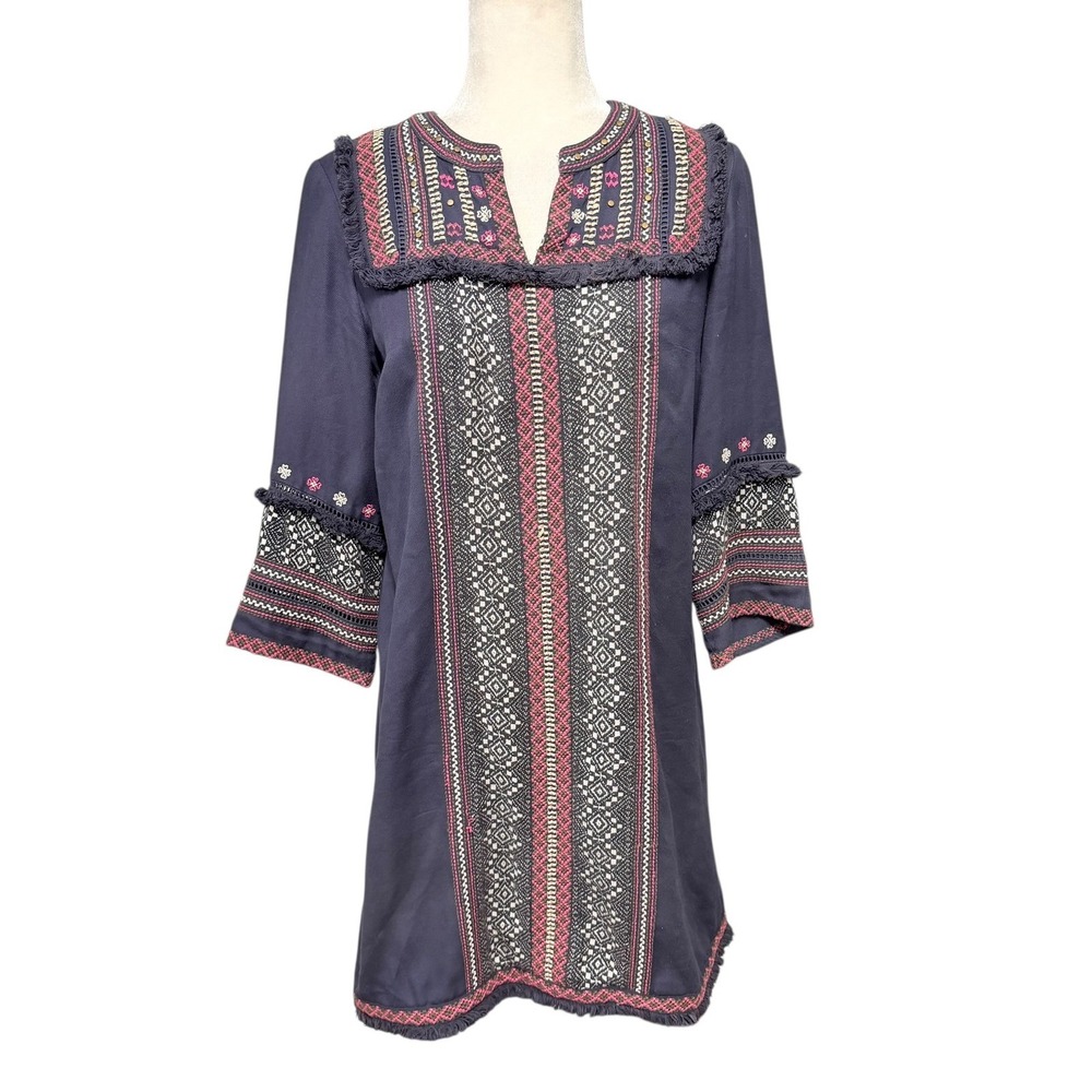 Anthropologie Akemi + Kin Dress Womens 4 Embroidered Boho Tunic Shift Cottagecor